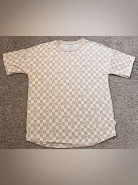 LAST CHANCE* Magical Little Babes Beige Checkered Short Sleeve Top Adult Small